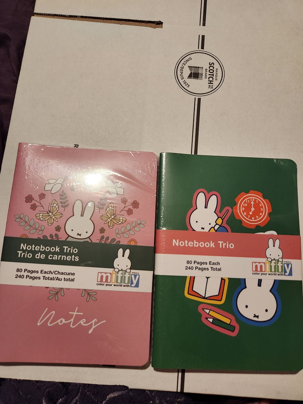 miffy Notebook Trio - Pink and Green 2 Bunny Notebooks. 6 Notebooks In Total.